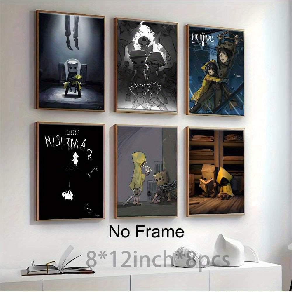 8pcs Little Nightmares Frameless Canvas Wall Art, Modern Classic Style High-Definition Poster, Holiday Gift, Home and Office Decoration, Art Decor - huaxin0824 - FC014226, Artwork Wall Decor, Wall Paintings for Living Room, W