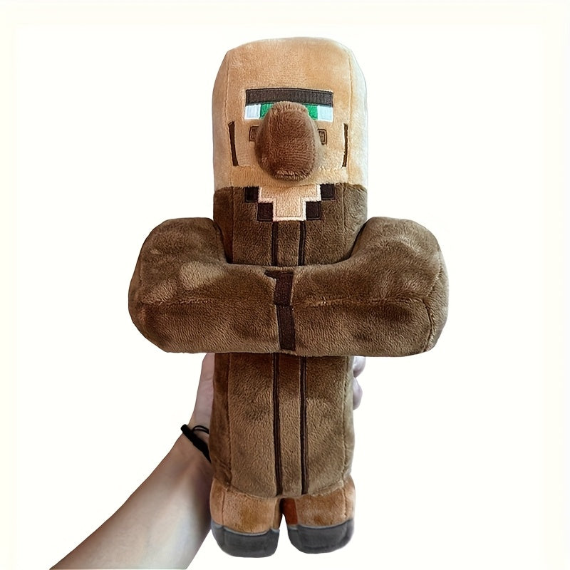 29.97cm Tall Pixel Art Plush Doll - Brown & Black Pixelated Character with Green Eyes, Soft Stuffed Animal Toy for Home Decor, Perfect Gift for Birthdays, Easter, Christmas, Halloween, Stuffed Plushies, Best for Christmas