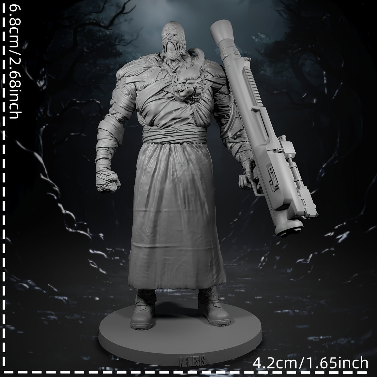 Nemesis Evil A Faceless Monster Warrior Holding Heavy Gun Resin Fantasy Figure - Handcrafted Miniature for Tabletop RPGs, Christmas & Holiday Gifts, Detailed Armor & Weapon Design, Dynamic Pose Display, Highquality Craftsmans