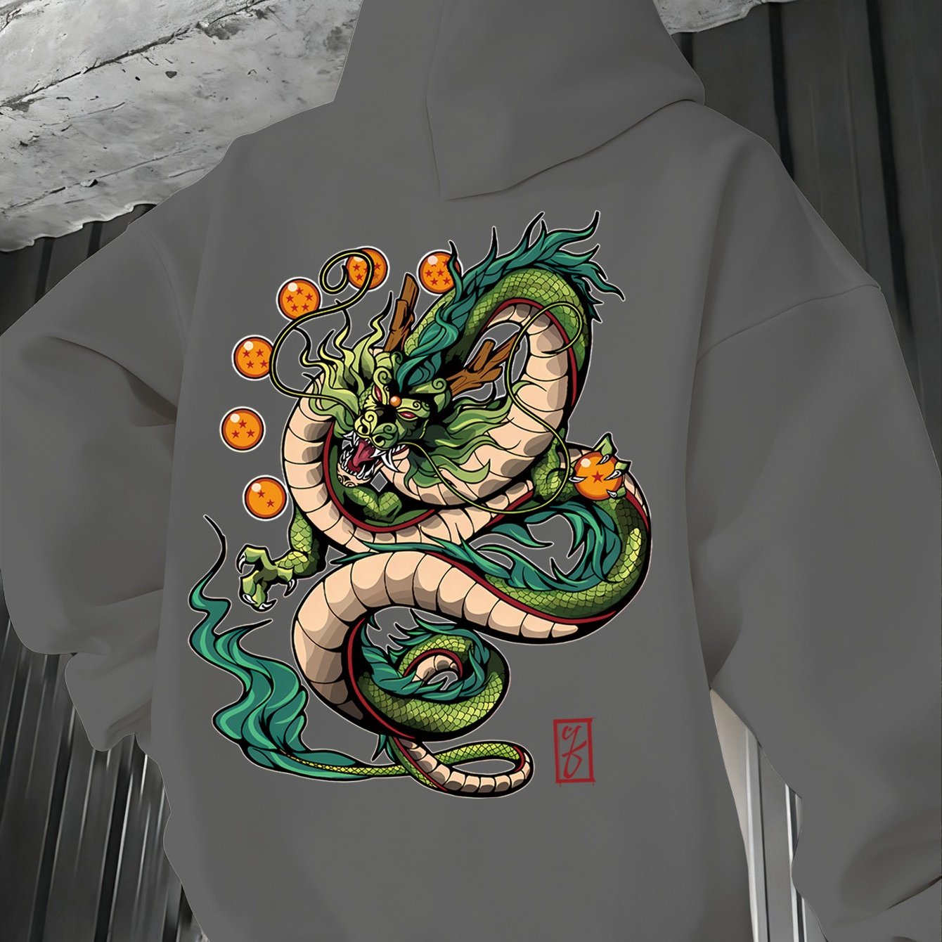 Men'S Dragon Ball Z Dragon Surround Print Hoodie | Casual Comfort, Fall/Winter, Loose Fit, Slight Stretch Fabric