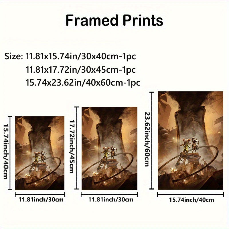 1pc Little Nightmares Game Canvas Wall Art Poster - Glowing-Eye Characters & Dark Horror-Themed Room Decor - Wrapped Canvas Framed Print with Hook Hanging - Official Game Poster for Gaming Room, Teen Bedroom - Perfect Gift fo