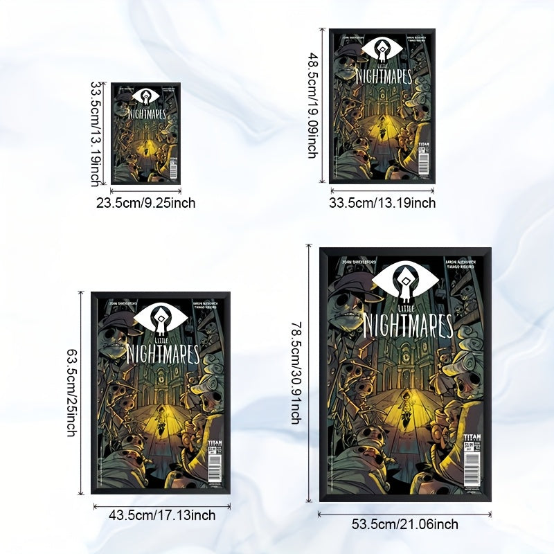 1pc Little Nightmares Themed Retro Video Game Art Poster - Single-Use Canvas Wall Painting with Black Frame, Iconic Characters for Bedroom, Office, Cafe, Bar - Perfect for Christmas, Thanksgiving & for halloween Gift for Fans