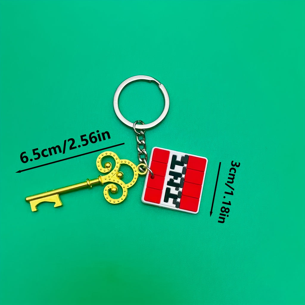 10pcs MINECRAFT Keychains with Openers - Official Minecraft-Themed Keys with Creeper, Sheep, Diamonds, TNT, Golden Tools - Durable PVC & Stainless Steel - Birthday, Christmas, Halloween, Holiday Gifts, Pixel Art Design, Decor