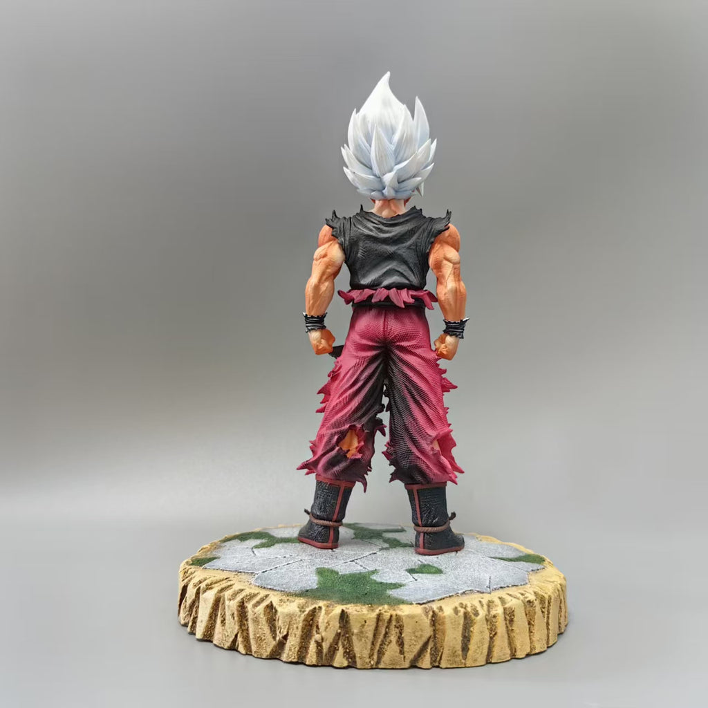 DRAGON BALL Goku Dragon Ball Z Action Figure - Collectible Statue Model with Dynamic Poses, White Hair & Battle-Damaged Style (Kameha Beam Effects) - Anime Manga Replica for Fans, Display, Accessory