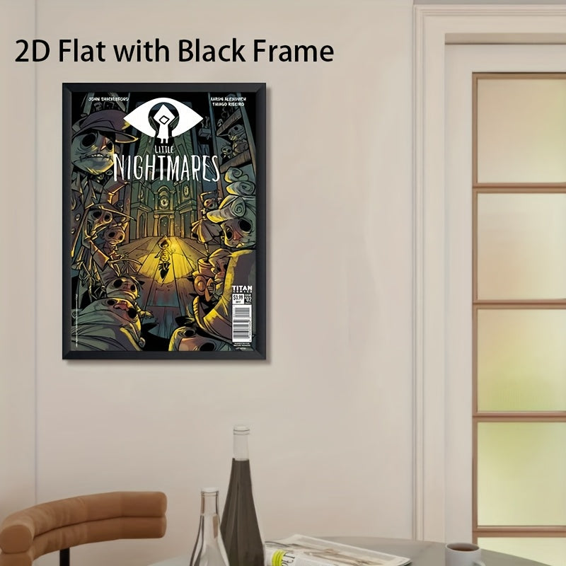 1pc Little Nightmares Themed Retro Video Game Art Poster - Single-Use Canvas Wall Painting with Black Frame, Iconic Characters for Bedroom, Office, Cafe, Bar - Perfect for Christmas, Thanksgiving & for halloween Gift for Fans