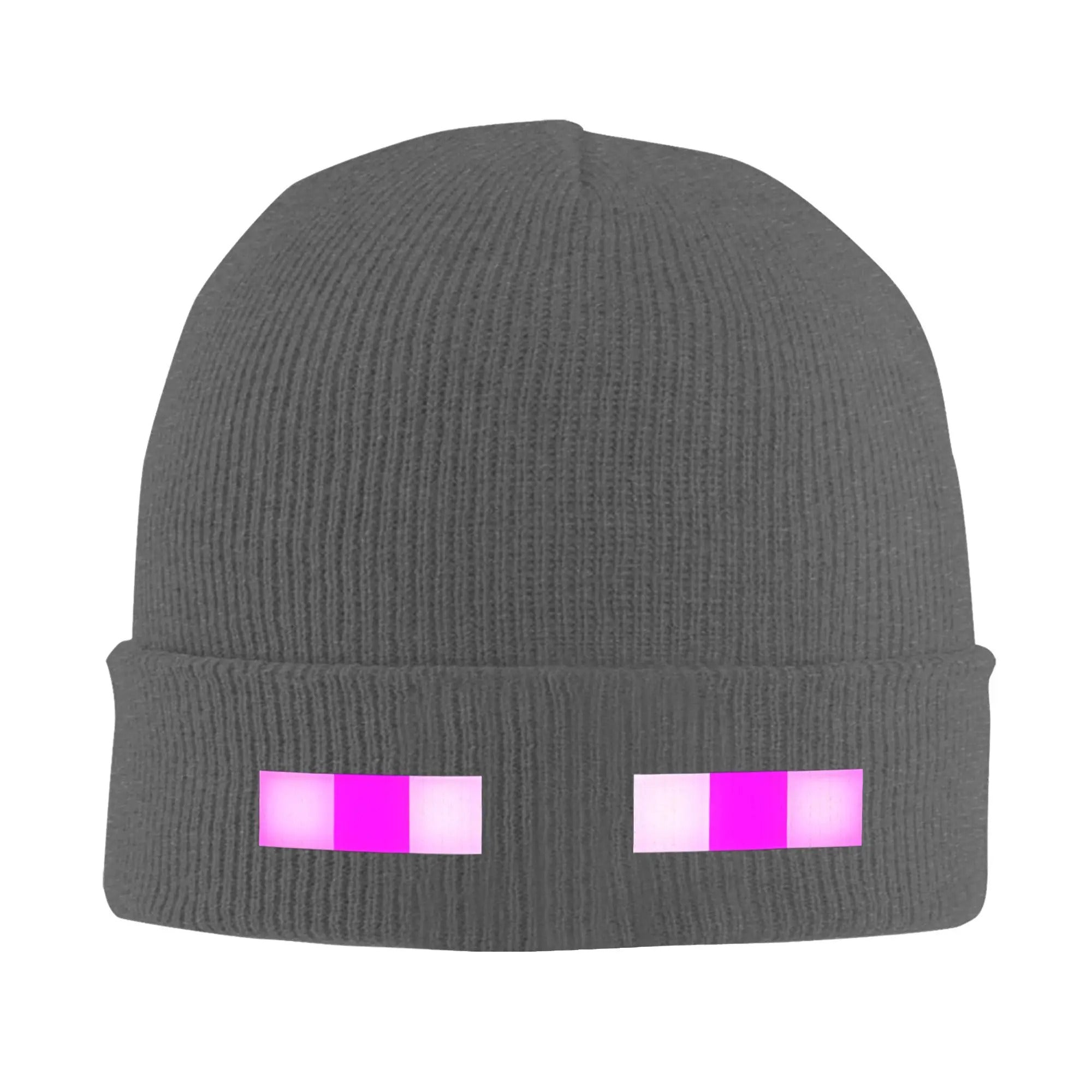 Enderman Eyes Game Knitted Hat Women's Men's Skullies Beanies Winter Hat Acrylic Cartoon Casual Melon Cap, Seasonal Hat, Cold Weather Cap, Playful Beanie, Skullies Design, Knitted Fabric, Unisex Beanie, Anime Fans, Streetwear