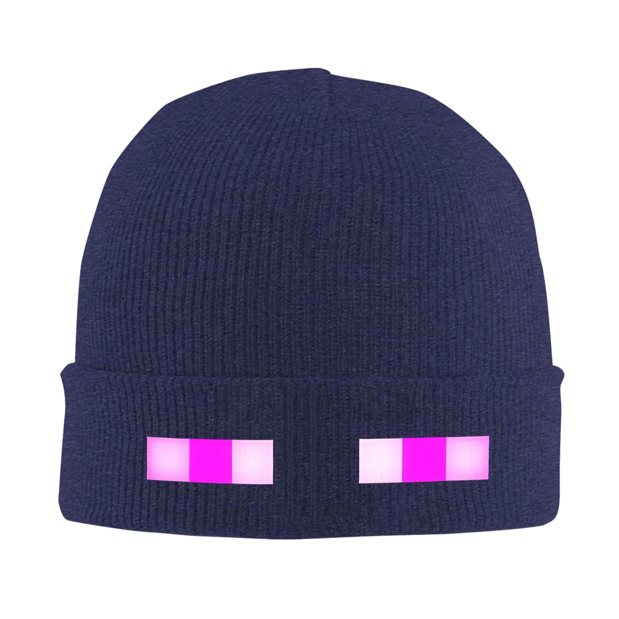 Enderman Eyes Game Knitted Hat Women's Men's Skullies Beanies Winter Hat Acrylic Cartoon Casual Melon Cap, Seasonal Hat, Cold Weather Cap, Playful Beanie, Skullies Design, Knitted Fabric, Unisex Beanie, Anime Fans, Streetwear