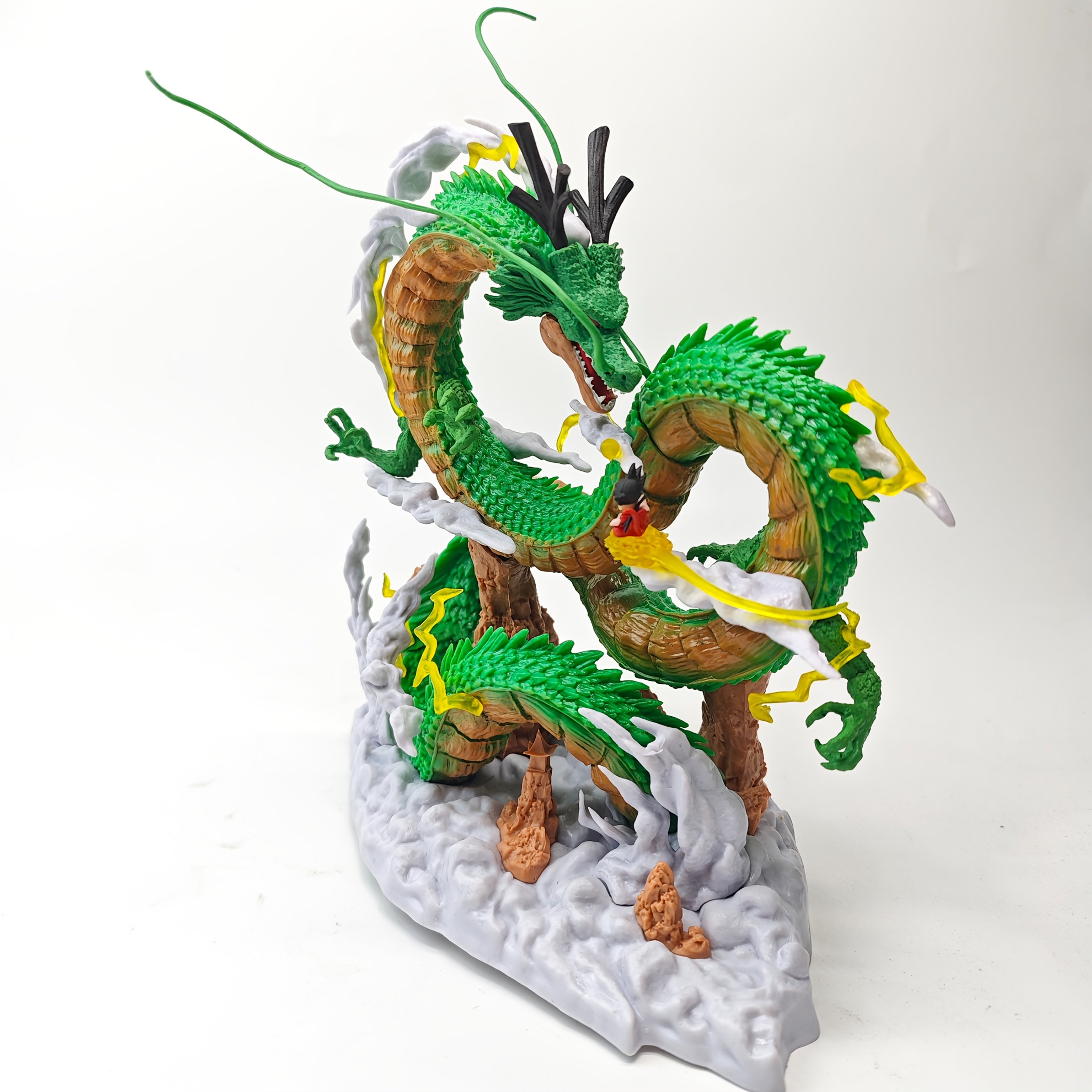 DRAGON BALL Goku & Shenron Action Figure - Highly Detailed Collectible PVC Statue with Shenron in Iconic Smoke Ring Form, Anime Statue for Display/Gift for DB Fans (Compatible with other DB Collections)