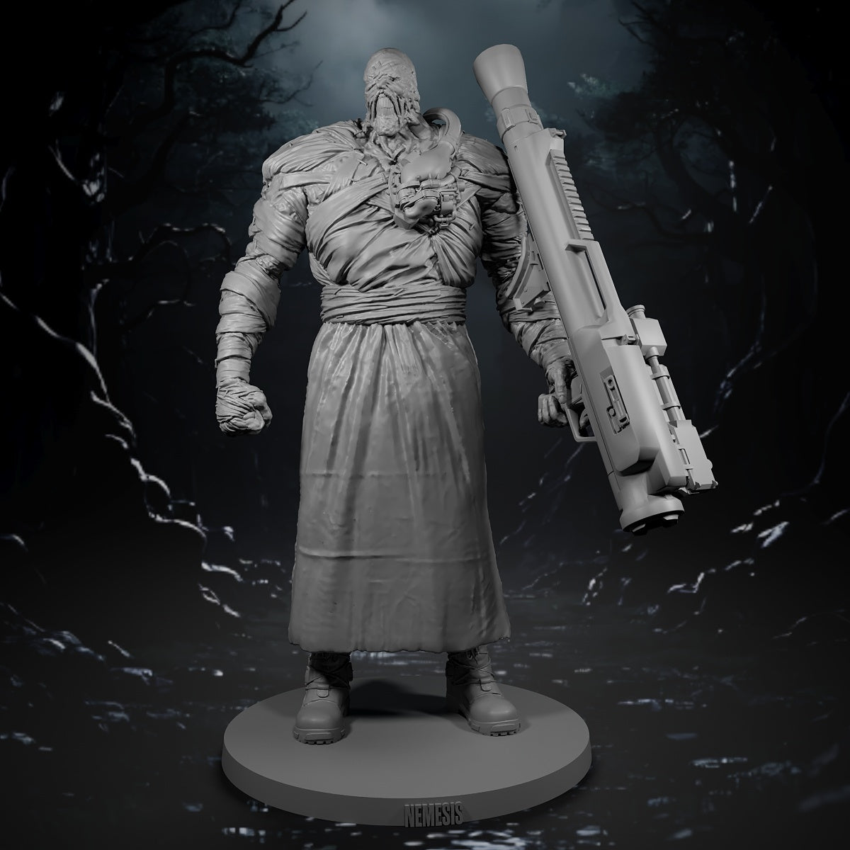 Nemesis Evil A Faceless Monster Warrior Holding Heavy Gun Resin Fantasy Figure - Handcrafted Miniature for Tabletop RPGs, Christmas & Holiday Gifts, Detailed Armor & Weapon Design, Dynamic Pose Display, Highquality Craftsmans