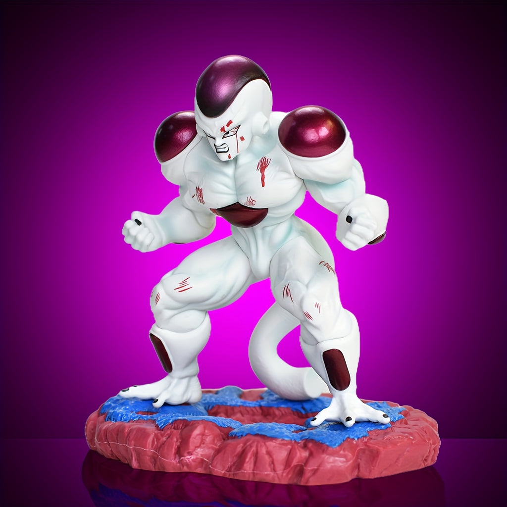 Dragon Ball Universe Emperor Max Level Power, Battle-Damaged Half-Crouching Pose with Evil Smile, Interchangeable Battle-Damaged Double-Headed Statue, with Namekian Effect Base, Perfect for Holiday Gifts, Home Decor, a Must-H