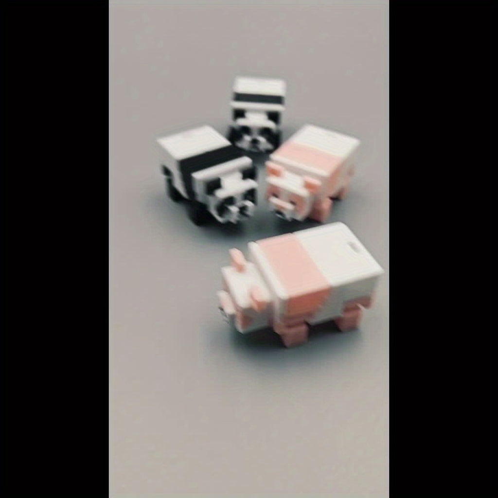 Cute Panda-like Block Bears - Black and White Bear Decorations, No Electricity Needed