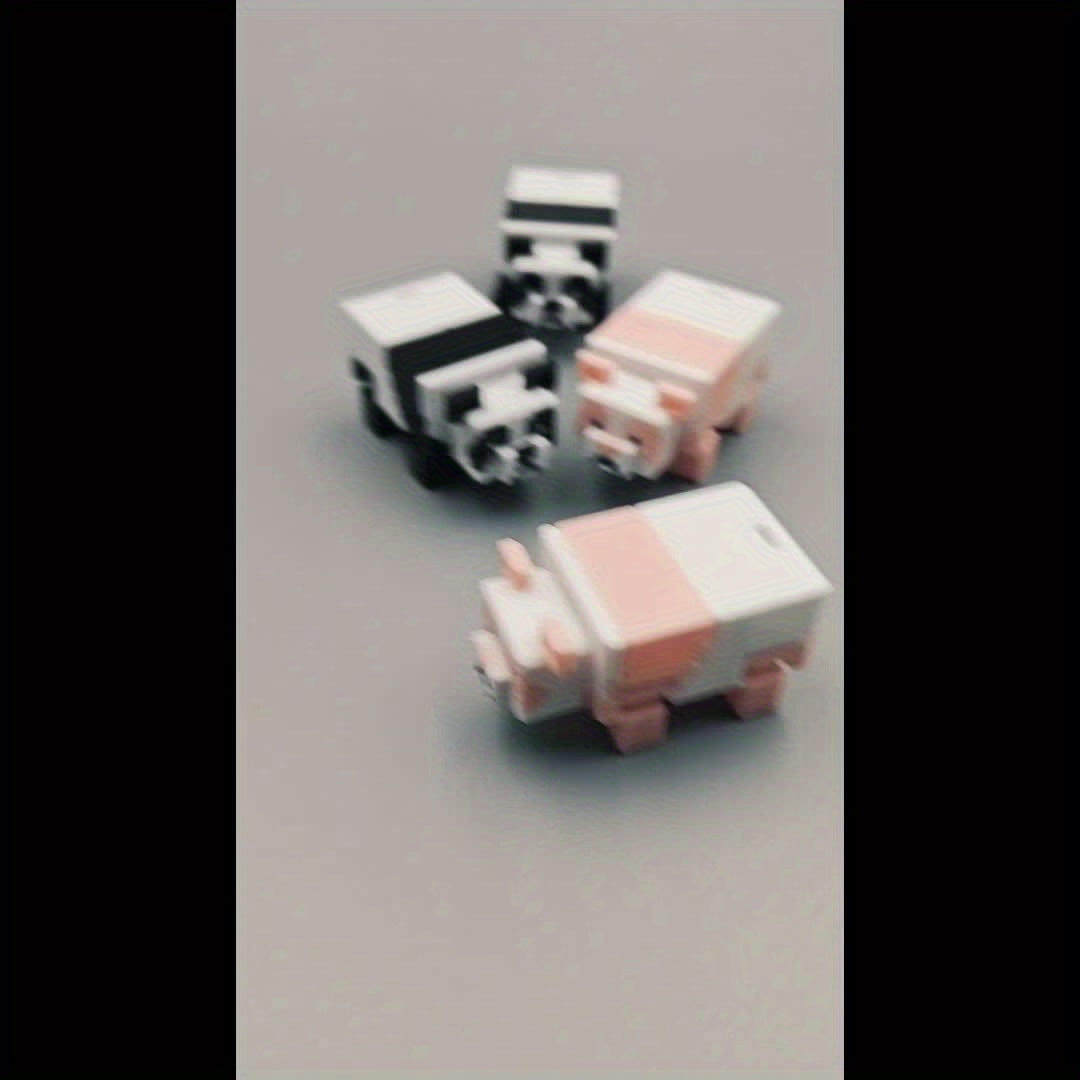 Cute Panda-like Block Bears - Black and White Bear Decorations, No Electricity Needed
