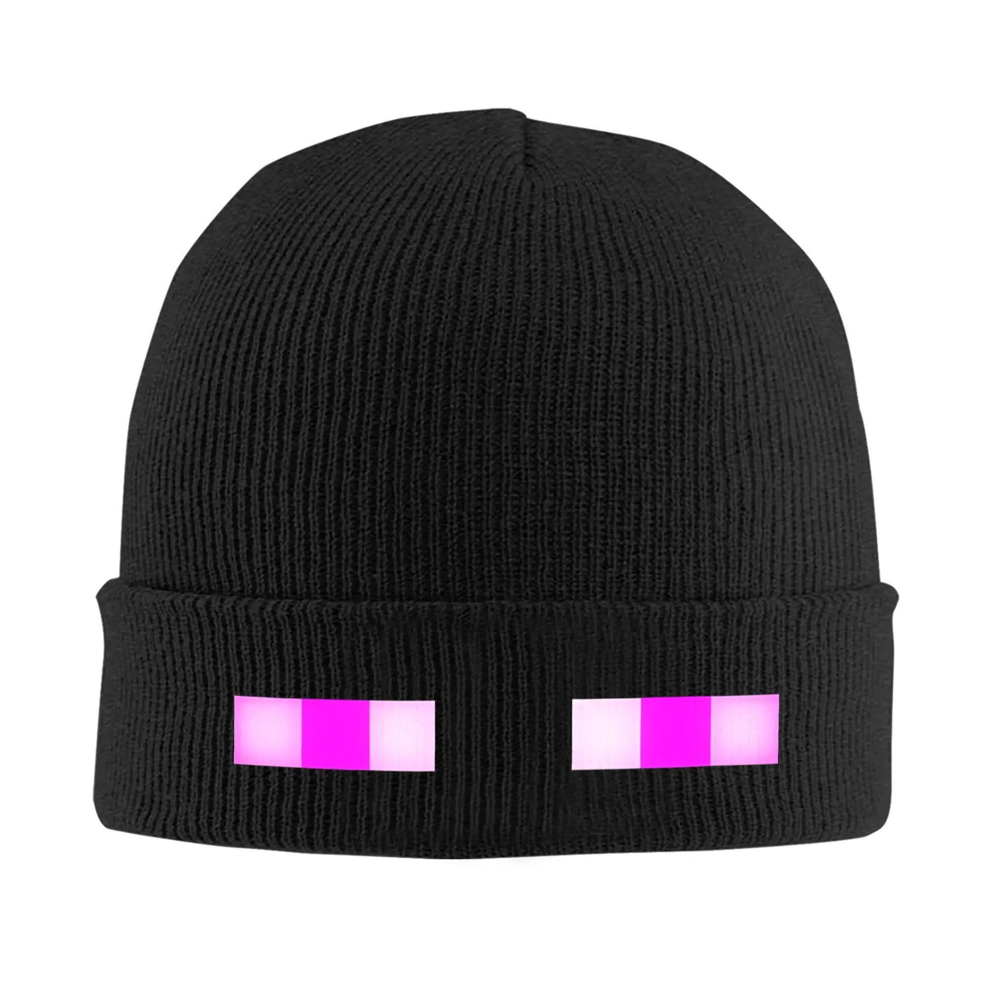Enderman Eyes Game Knitted Hat Women's Men's Skullies Beanies Winter Hat Acrylic Cartoon Casual Melon Cap, Seasonal Hat, Cold Weather Cap, Playful Beanie, Skullies Design, Knitted Fabric, Unisex Beanie, Anime Fans, Streetwear