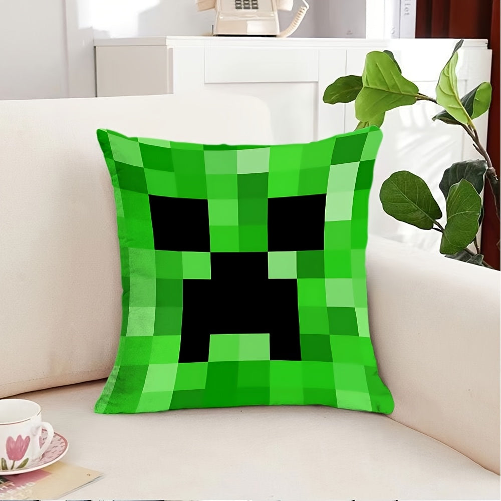 1pc block-based game Pillow Case Compatible for block-based game Video Game - Zipper Closure Cover, Machine-Washable Polyester ' Room Decor, Gamer Gift (No Insert)