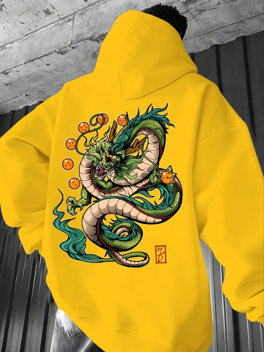 Men'S Dragon Ball Z Dragon Surround Print Hoodie | Casual Comfort, Fall/Winter, Loose Fit, Slight Stretch Fabric