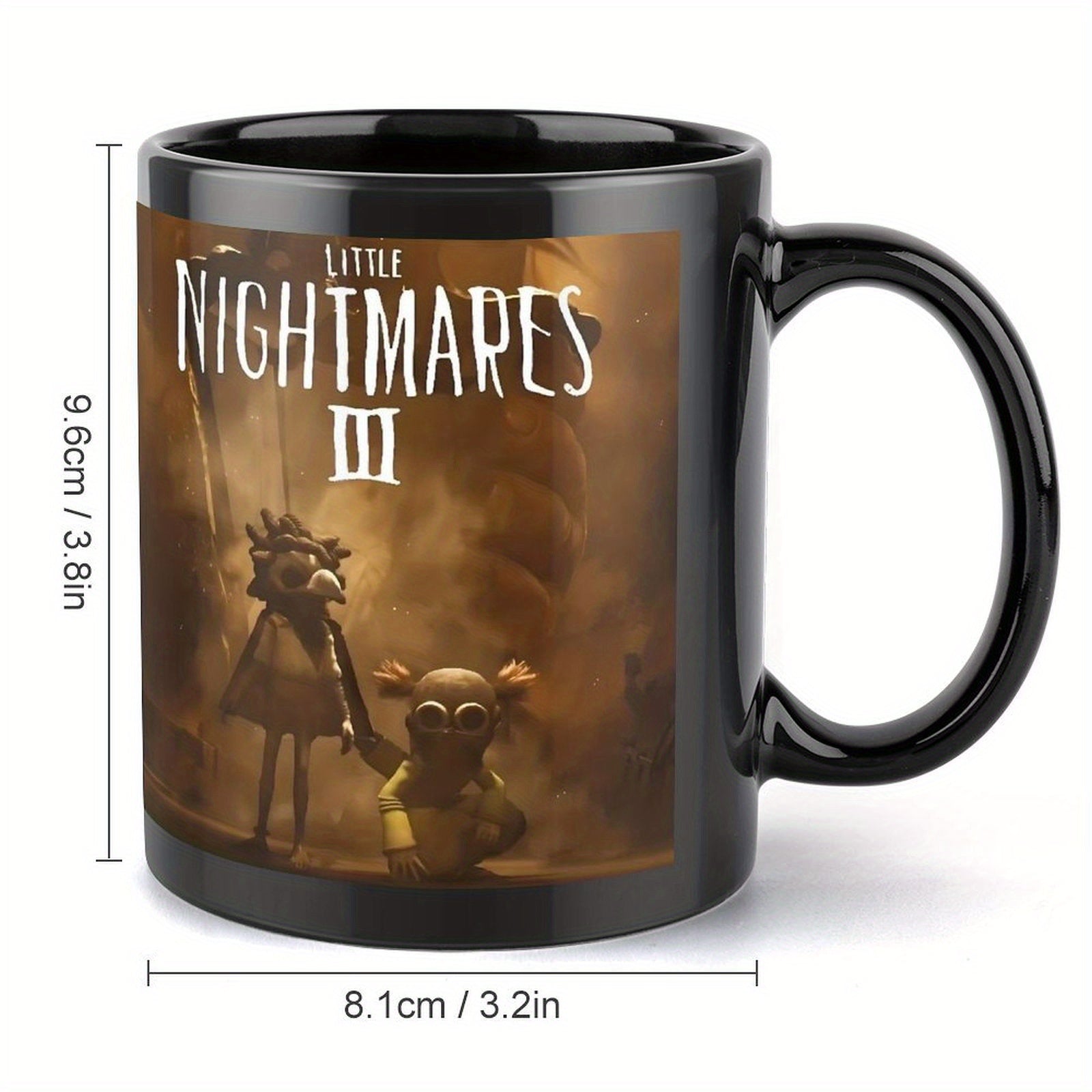 1pc Ceramic Coffee Mug 11oz - Double-Sided Print with "Little Nightmares III" Design, Reusable, Hand Wash Only, Ideal for Office, Home, Christmas, Valentine'S Day, Birthday Gifts, Outdoor Camping, Camping Coffee Mug | Playful