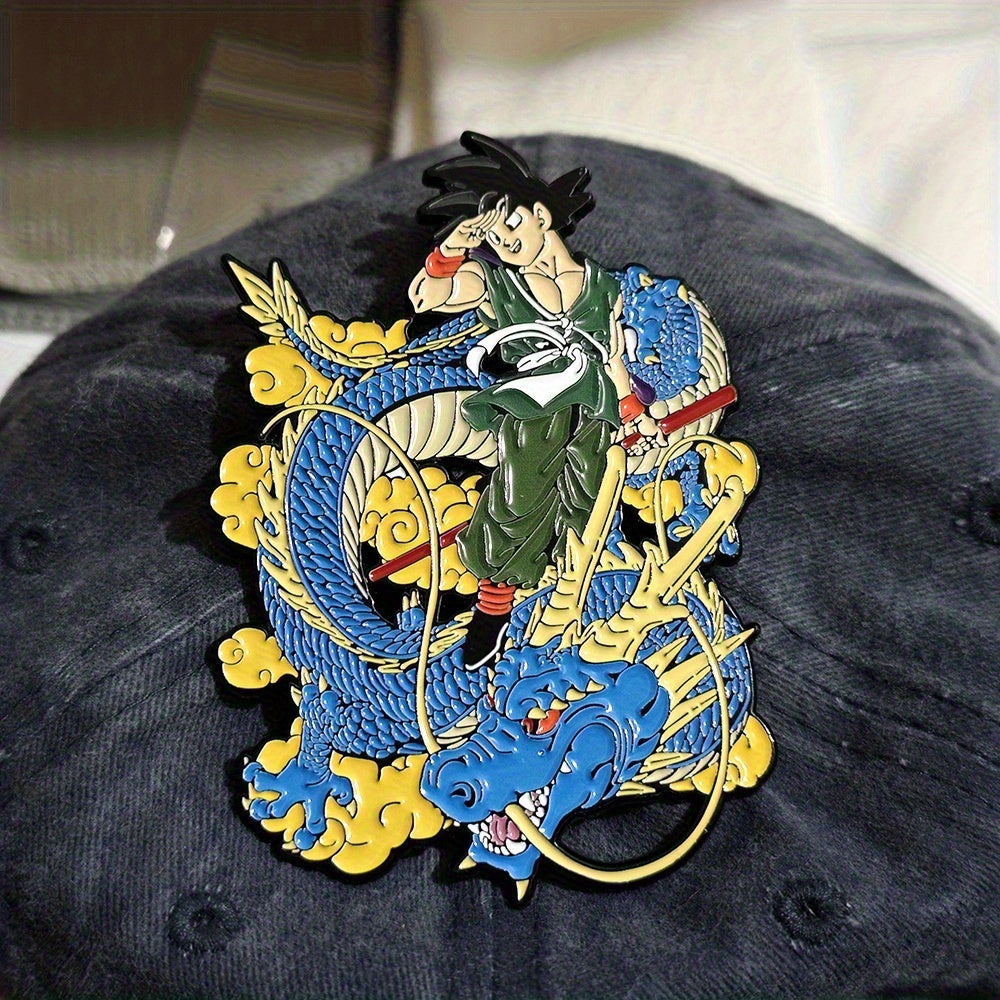 Extra-large 10cm*7cm Dragon Ball badge anime Dragon Ball Goku Blue Dragon brooch, clothing, bag, schoolbag decoration brooch, suitable for anime fans as a collection pin gift, Schoolbag Accessory, Character Badge, Cute Brooch