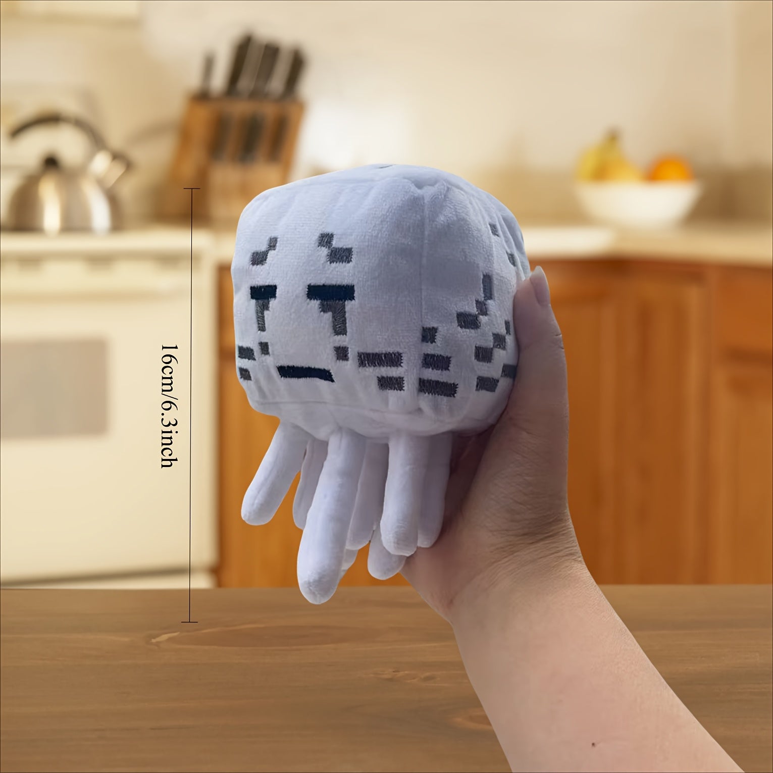 1pc Cube-Shaped Nine-Legged Plush Stuffed Doll - Soft White & Deep Brown Interactive Toy with Pixel Eyes & Mouth, Cute Kids Gift for Birthdays, Children's Day, Festivals, Stuffed Plushies, Children's Gift Item