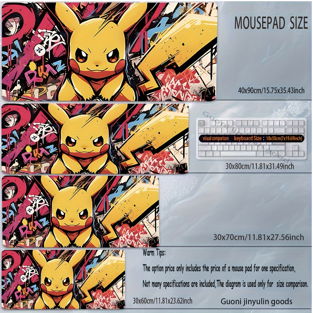 1pc Popular Anime P-Pikai Cute Cartoon Large Mouse Pad, High-Definition Printed Desk Mat, XXL Cute Keyboard Pad, 30x60/30x80/40x90cm, Stylish Artistic Design Desktop Decor, Suitable for PC Computer Accessories Gift, Diavoliko