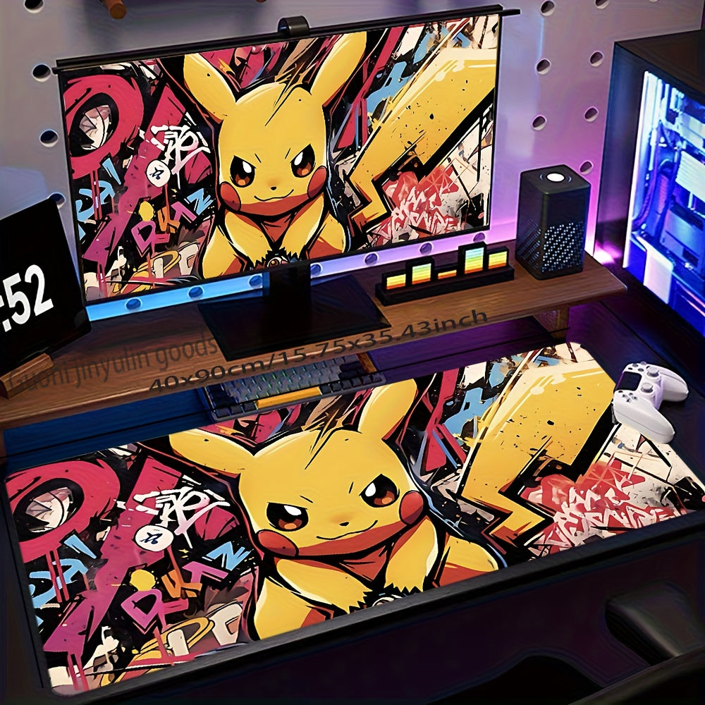 1pc Popular Anime P-Pikai Cute Cartoon Large Mouse Pad, High-Definition Printed Desk Mat, XXL Cute Keyboard Pad, 30x60/30x80/40x90cm, Stylish Artistic Design Desktop Decor, Suitable for PC Computer Accessories Gift, Diavoliko