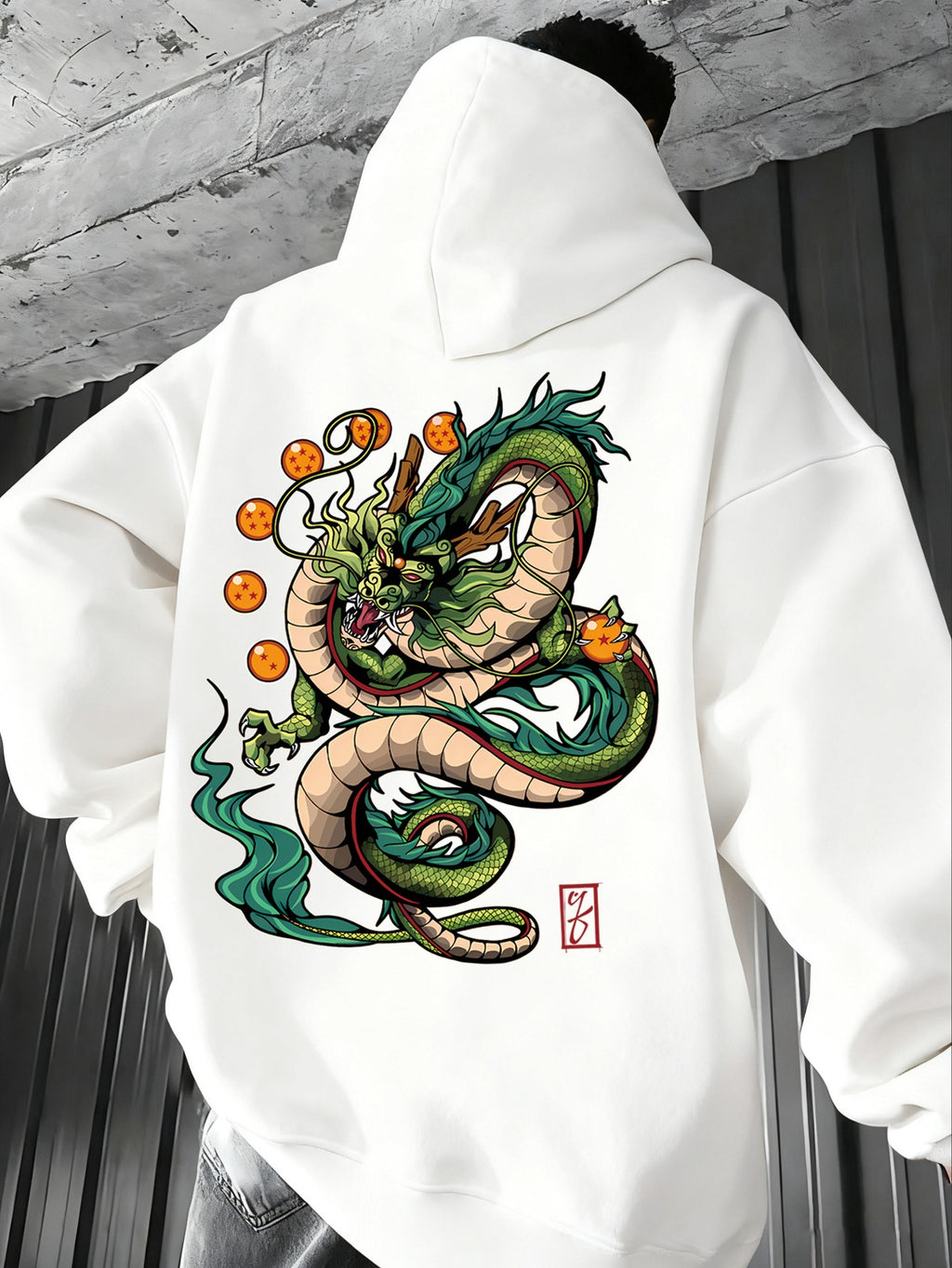 Men'S Dragon Ball Z Dragon Surround Print Hoodie | Casual Comfort, Fall/Winter, Loose Fit, Slight Stretch Fabric