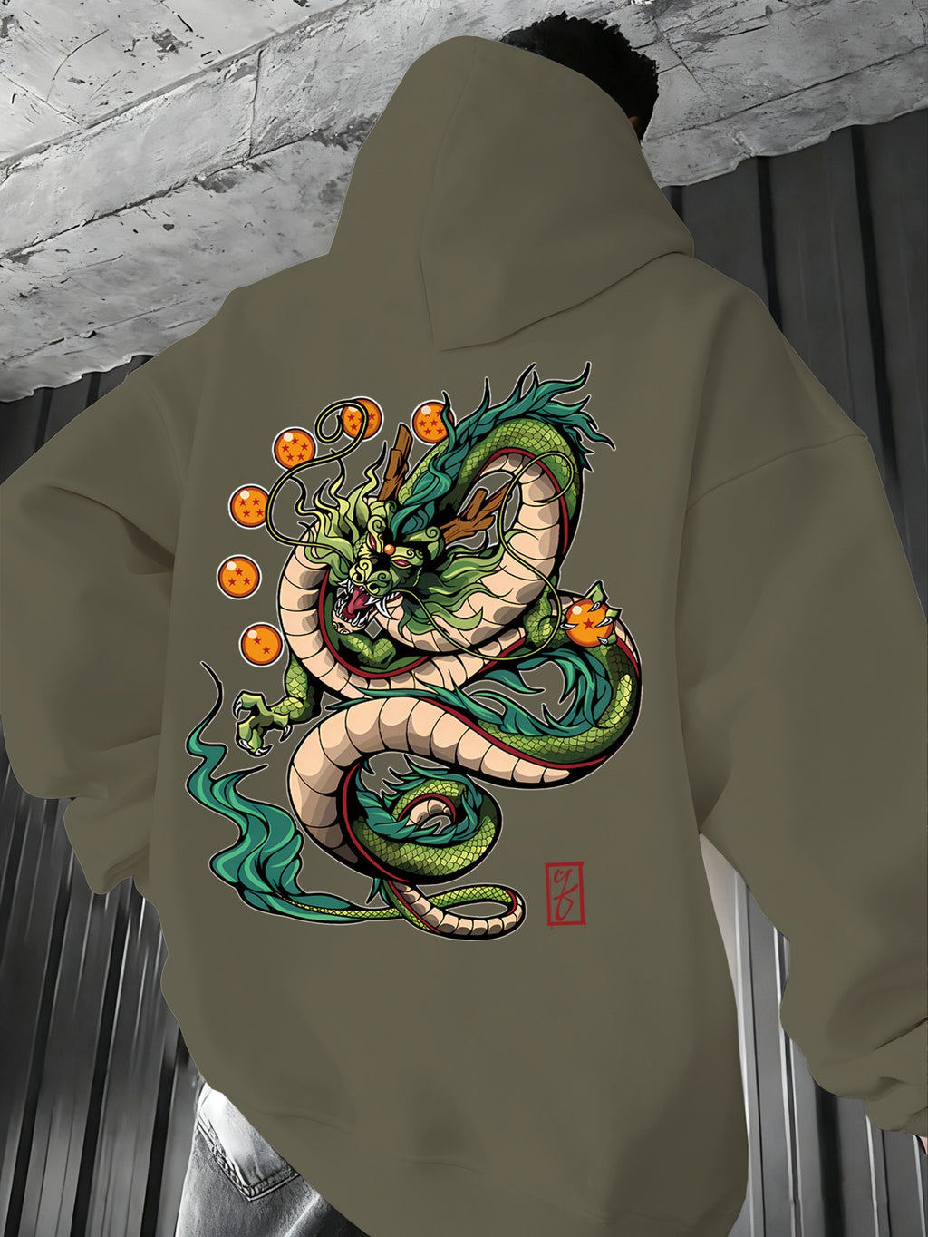 Men'S Dragon Ball Z Dragon Surround Print Hoodie | Casual Comfort, Fall/Winter, Loose Fit, Slight Stretch Fabric