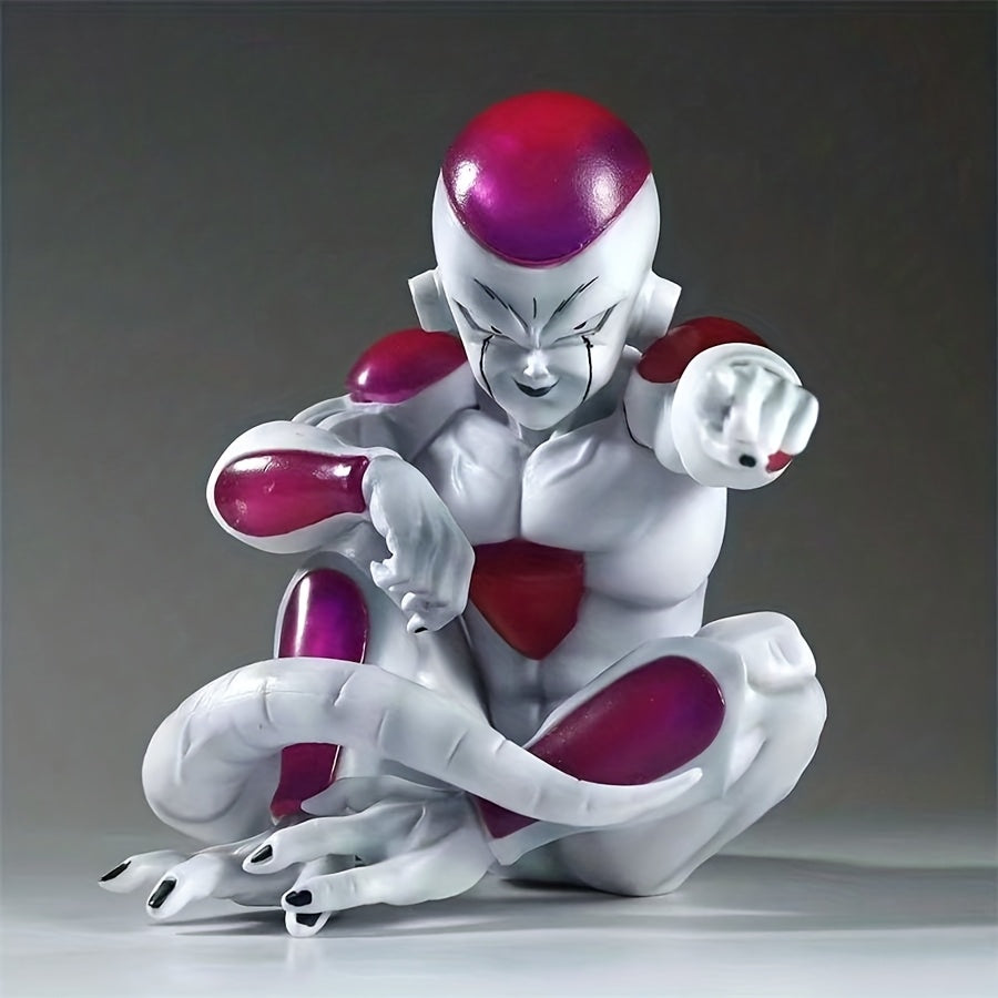 13cm Dragon Ball Z Frieza Action Figure - Dynamic Pose with Expressive Eyes & Clenched Fist, Anime-Style PVC Desktop Decor, & Pink Accent Collectible Statue for Desk Display