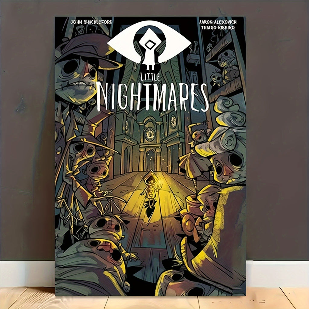 1pc Frameless Little Nightmares Dark Adventure Canvas Wall Art Poster - 30.48x45.72 cm Eerie Cartoon Artwork with Zero Character & Surreal Architecture, Perfect for Bedroom, Bathroom, Kitchen, Office & Cafe Decor, 2D Flat Des