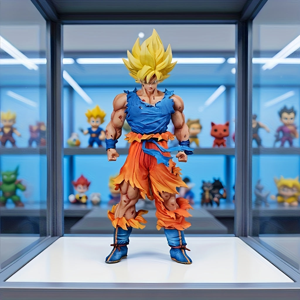 DRAGON BALL Z Action Figure - Muscular Goku Collectible Statue with Dynamic Pose & Iconic Blue & Anime Outfit, Display-Worthy for Fans, Detailed Male Model Figure for Decor, Christmas/Halloween Gift (Officially Inspired)