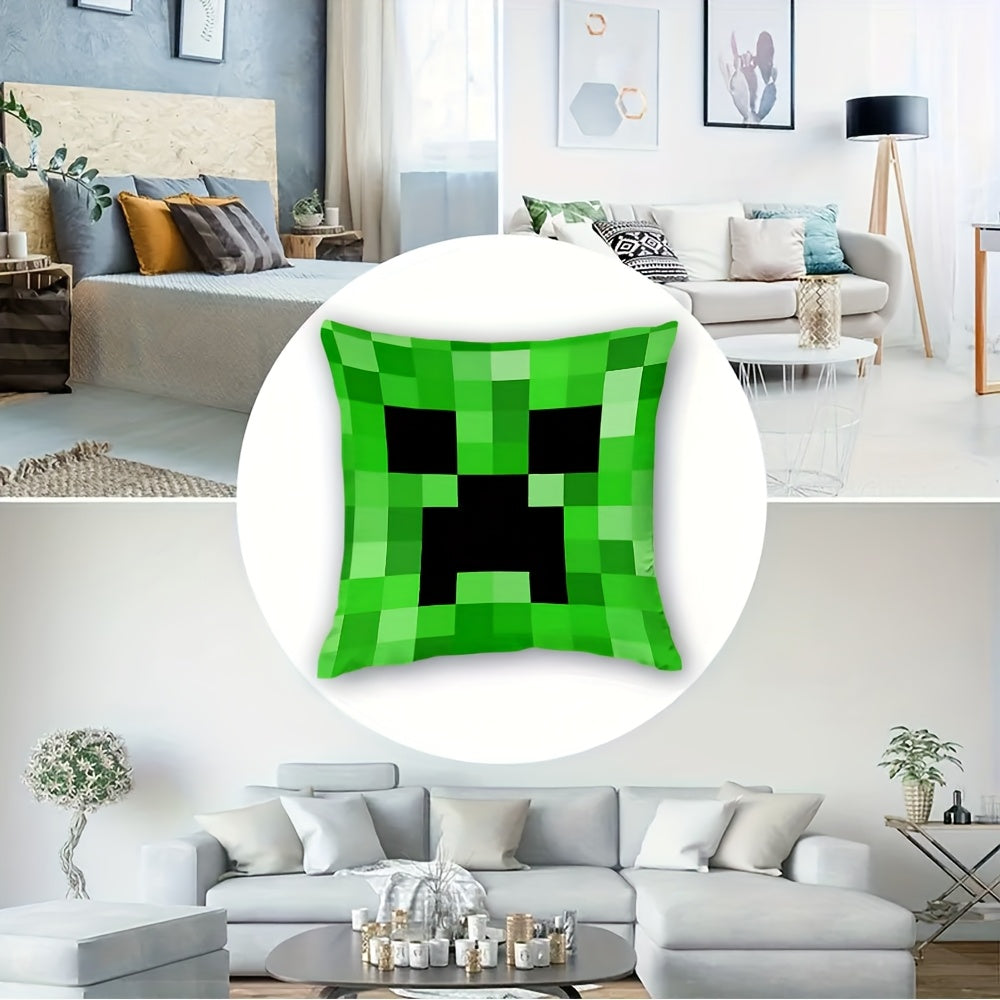1pc block-based game Pillow Case Compatible for block-based game Video Game - Zipper Closure Cover, Machine-Washable Polyester ' Room Decor, Gamer Gift (No Insert)