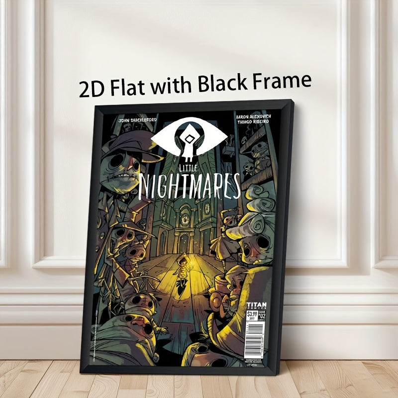 1pc Little Nightmares Themed Retro Video Game Art Poster - Single-Use Canvas Wall Painting with Black Frame, Iconic Characters for Bedroom, Office, Cafe, Bar - Perfect for Christmas, Thanksgiving & for halloween Gift for Fans