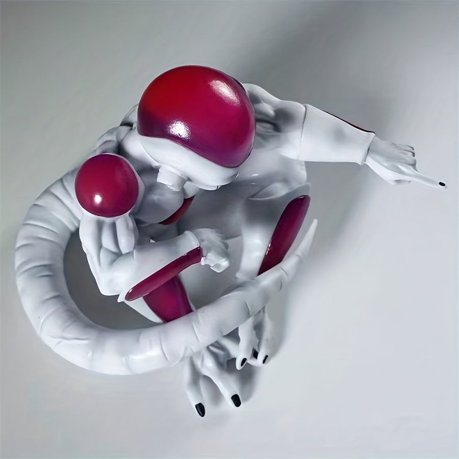 13cm Dragon Ball Z Frieza Action Figure - Dynamic Pose with Expressive Eyes & Clenched Fist, Anime-Style PVC Desktop Decor, & Pink Accent Collectible Statue for Desk Display