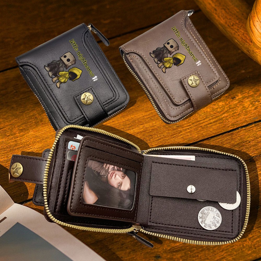 1pc Men'S & Women'S Retro Zipper Wallet - Little Nightmares Character Design, Golden-Tone Hardware, Compact Coin Purse & Card Holder, Synthetic Faux Leather, Hand Wash/dry Clean, Perfect For Christmas, Wallet For Men, Wallet