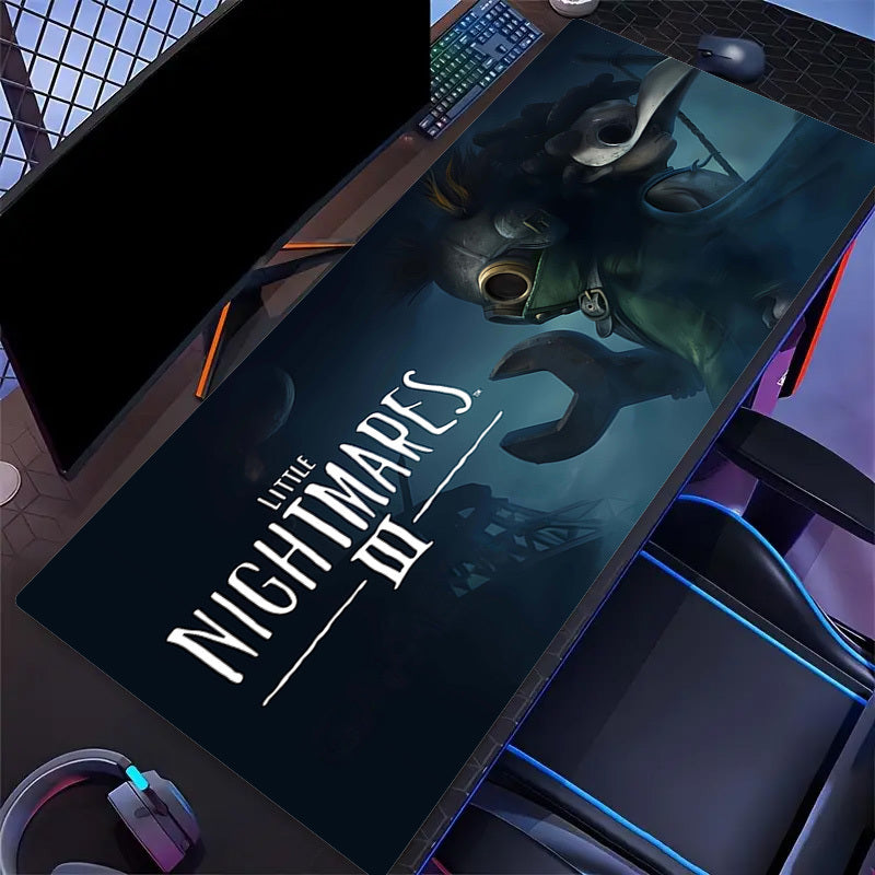 Little Nightmares Officially Inspired Gaming Desk Mat with Glowing Eyes & Iconic Characters - Dark Blue & Purple Themed Keyboard & Mouse Pad for PC, Computer, Office - Durable Surface for Fans, Little Nightmares II Design